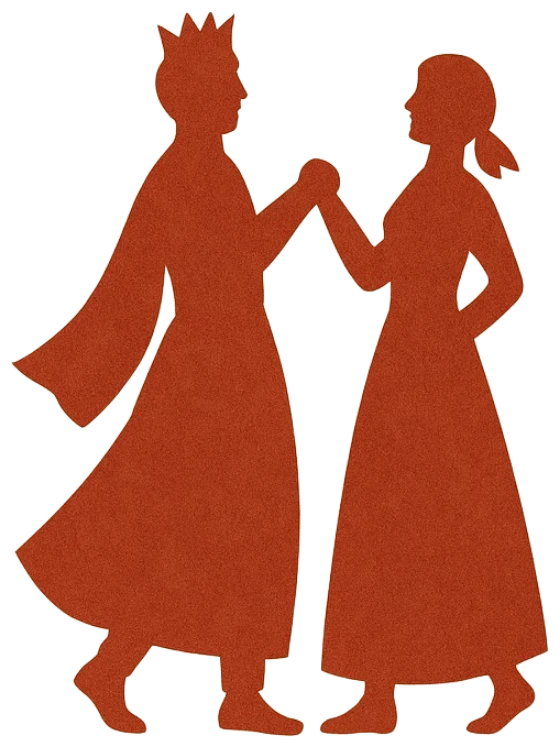 Il·lustració de dos gegants ballant agafats de la mà